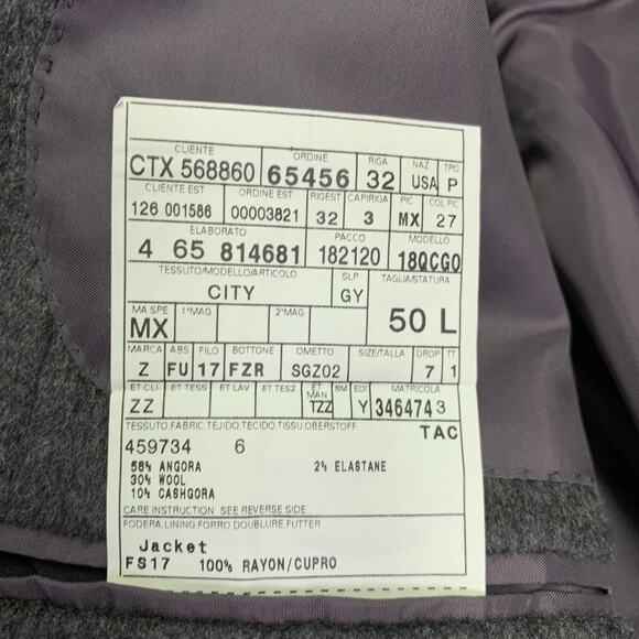 Z ZEGNA Size 40 Long Grey Angora Blend Single Breasted Sport Coat - Picture 6 of 7